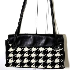 The Sak Elliot Luccas Shoulder Bag,Leather Black & White Houndstooth Vintage